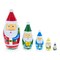 Set of 5 Multicolor Santa with Christmas Gifts Wooden Nesting Dolls 5.5 Inches
